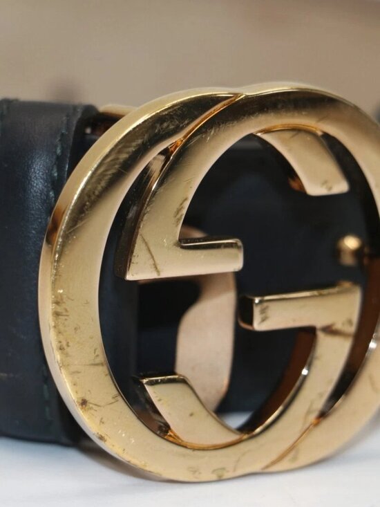 Gucci Interlocking Gold GG Belt 370543 Size 36 - Black/Brown women main image 4
